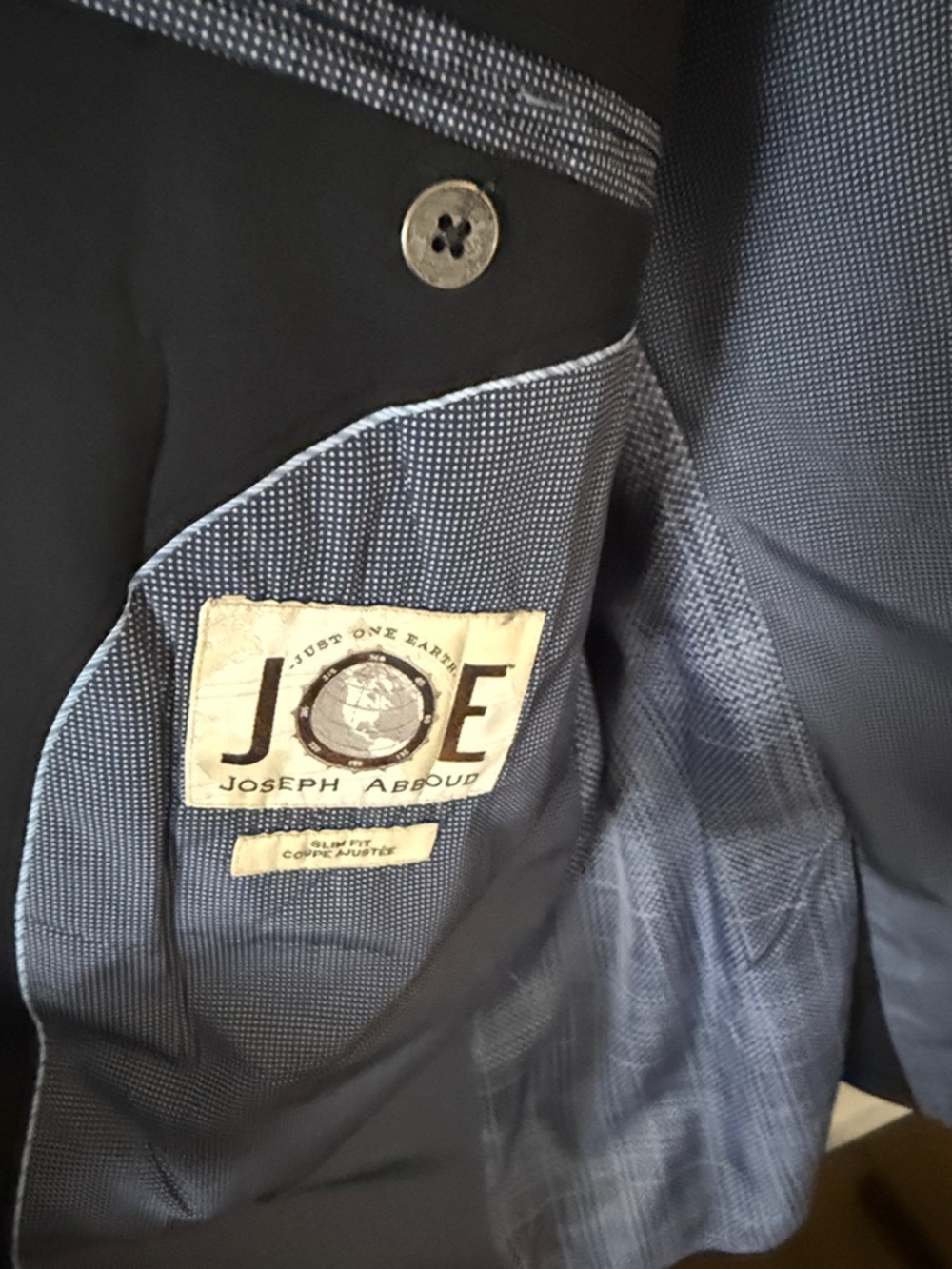 Joseph Abboud Black Blazer with Gray Patterned Lining - Picture 2 of 3